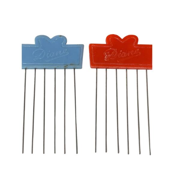 Set of 3 Vintage Hair Picks Combs Pink Poodle "Diane" Metal Teeth - Picture 3 of 5